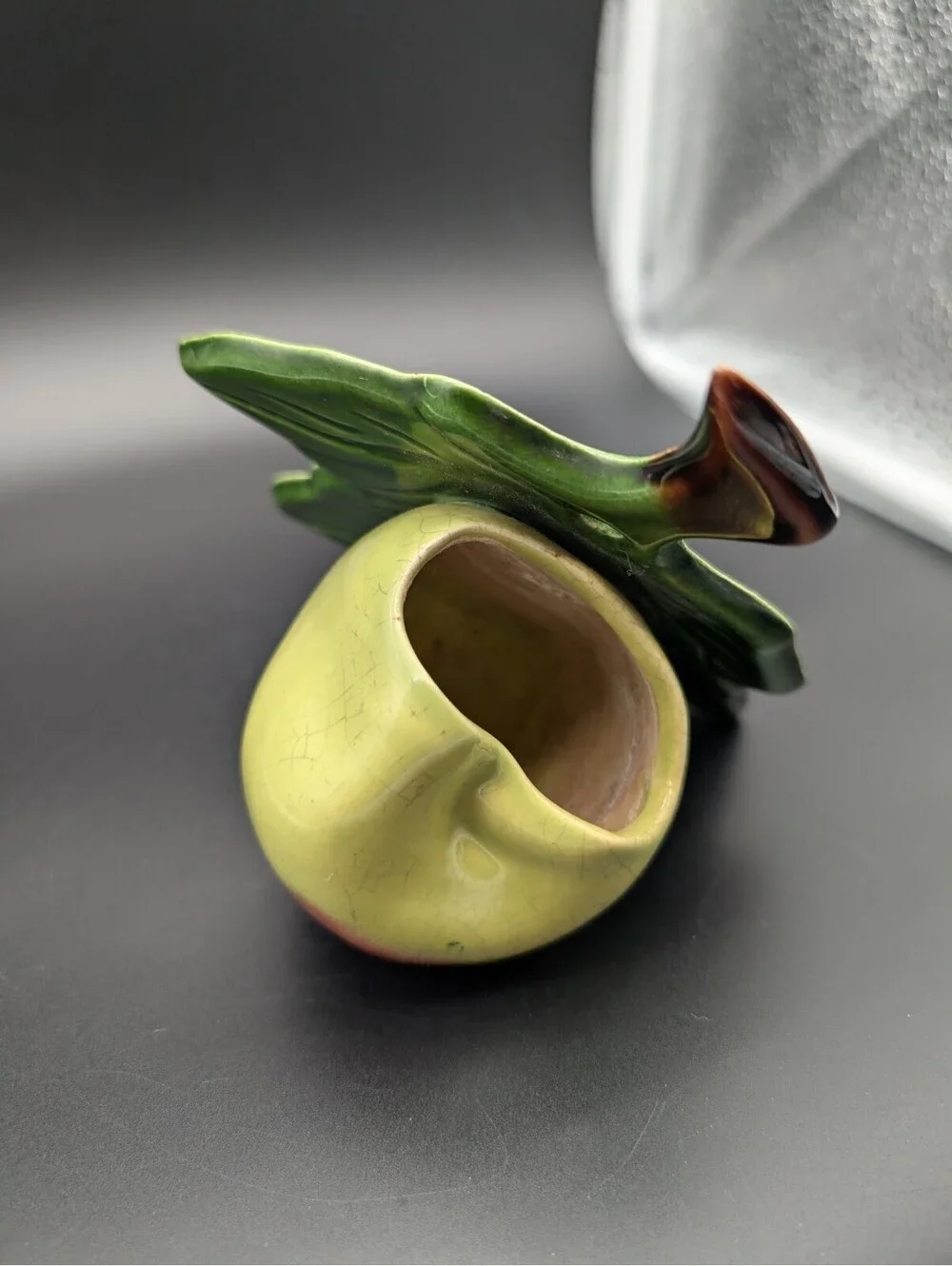 VTG Treasure Craft Pottery Green Apple Wall Pocket Planter MCM California Kitchy